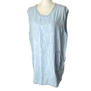 Tna Womens Light Blue Sleeveless Chambray Denim Dress Size Medium